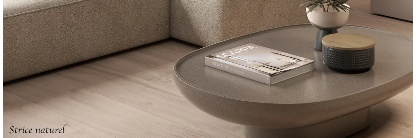 Carrelage sol imitation parquet Strice naturel couelur beige clair pour le sol du salon
