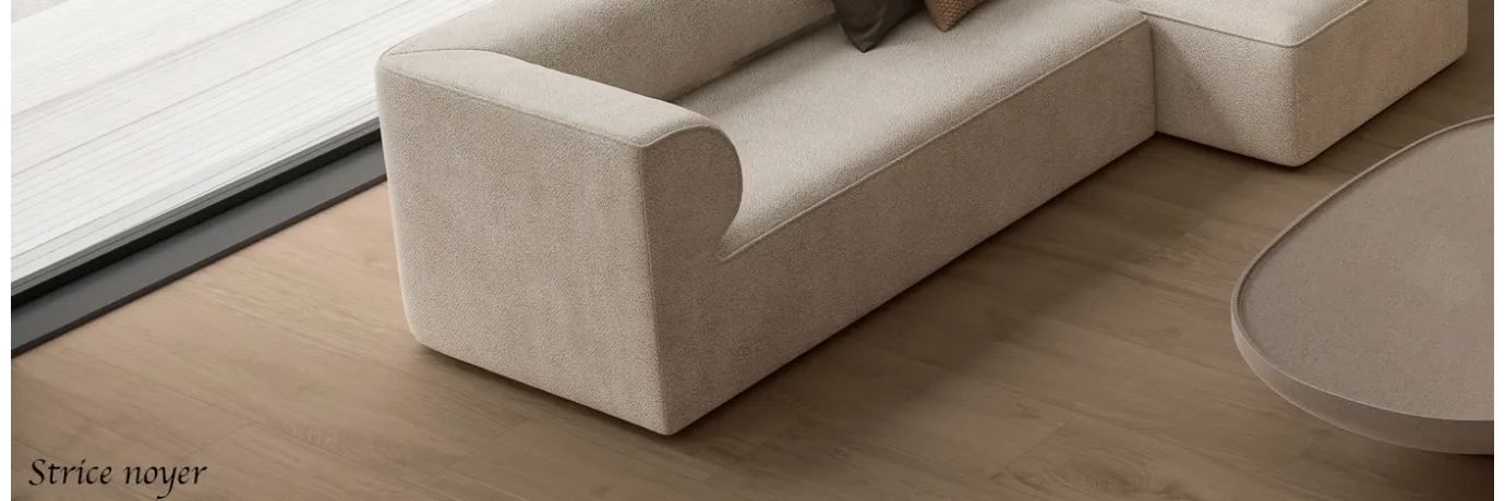 Carrelage sol imitation parquet Strice noyer marron pour le sol du salon