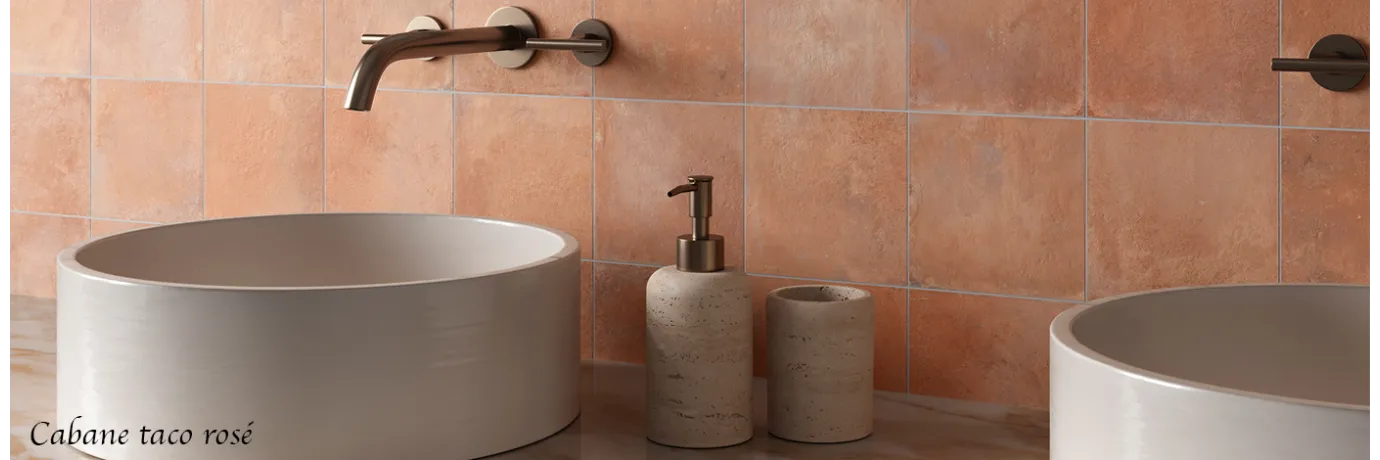 carrelage intérieur traditionnel cabane taco rosé pour le mur de la salle de bain