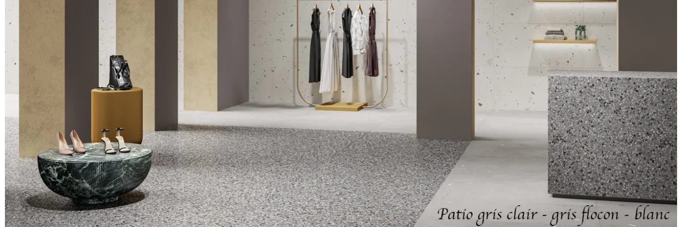 carrelage terrazzo patio gris pour un magasin 