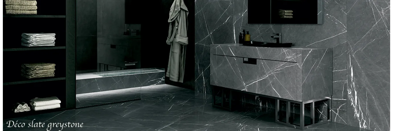 Carrelage intérieur effet marbre mat deco slate greystone pour la salle de bain style classe