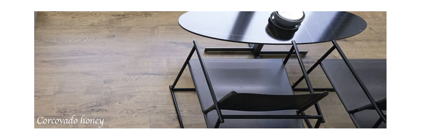 Carrelage imitation parquet corcovado honey couleur marron pour le salon