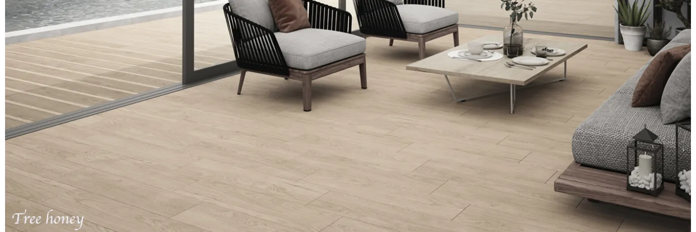 Carrelage sol imitation parquet Tree honey couleur beige pour le salon