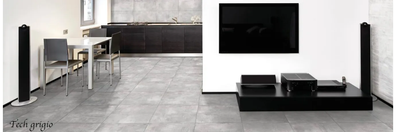 Carrelage sol moderne Tech grigio couleur gris pour le sol du salon