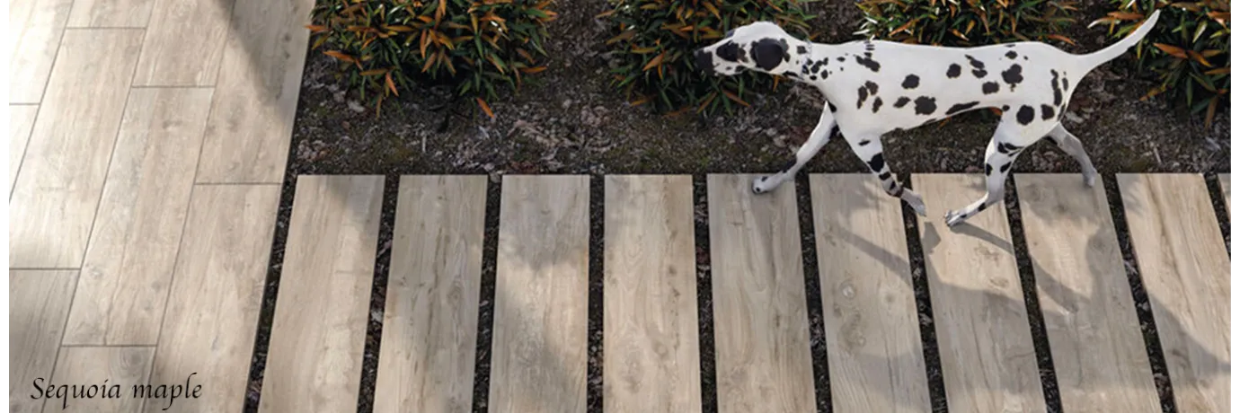 Dalle extérieur effet bois Sequoia 2.0 maple beige clair pour le chemin extérieur 