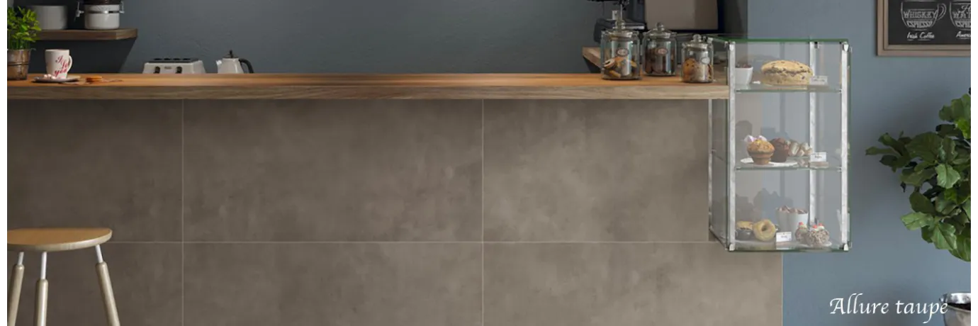 Carrelage sol moderne Allure taupe beige marron pour une boulangerie 