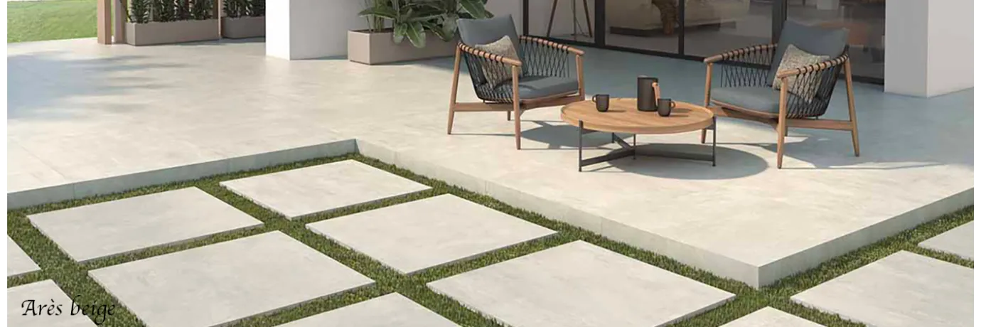 Dalle extérieur Arès 2.0 beige pour le salon de jardin