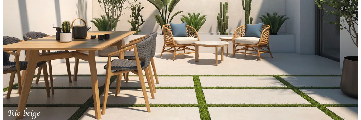 Dalle extérieur Rio beige pour la terrasse style déco minimaliste