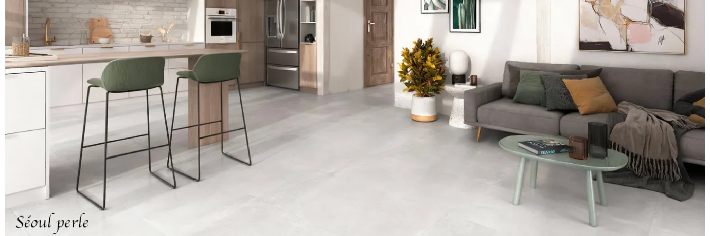carrelage effet béton intérieur séoul perle pour le sol de la cuisine style classe
