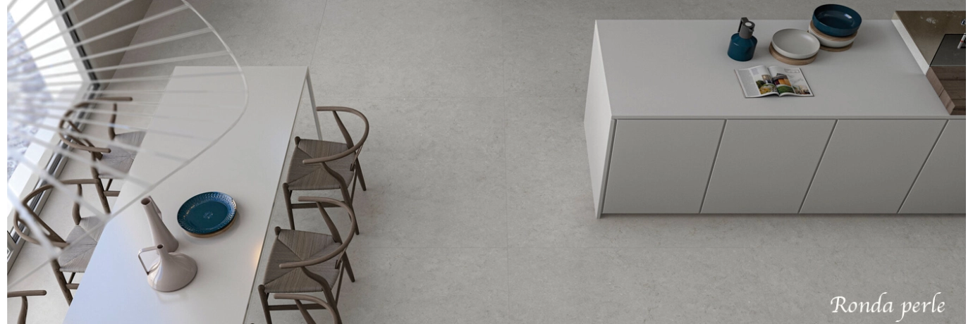 Carrelage sol effet pierre naturelle Ronda perle pour la cuisine style classe