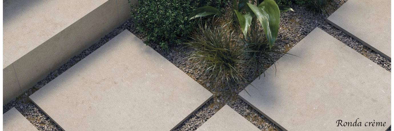Dalle extérieur Ronda 2.0 crème pour la terrasse style déco effet pierre 