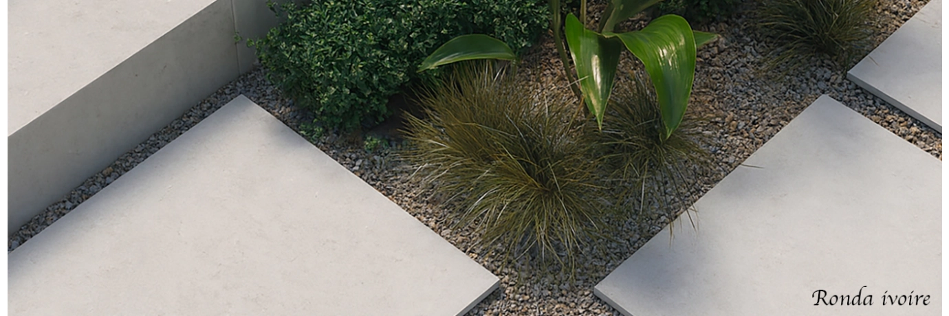 Dalle extérieur Ronda 2.0 ivoire pour la terrasse style déco effet pierre