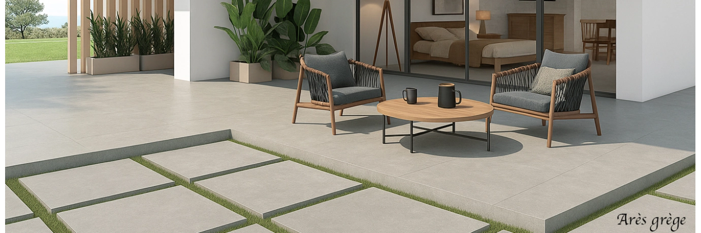 Dalle extérieur Arès 2.0 grège pour le salon de jardin