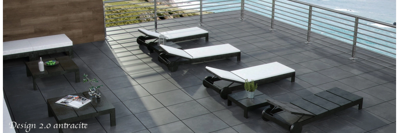 Dalle extérieur Design 2.0 antracite R11 pour la terrasse style déco classe