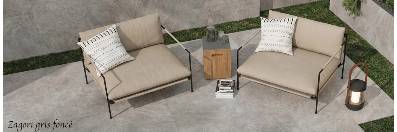 Dalle extérieur Zagori 2.0 gris foncé pour la terrasse 