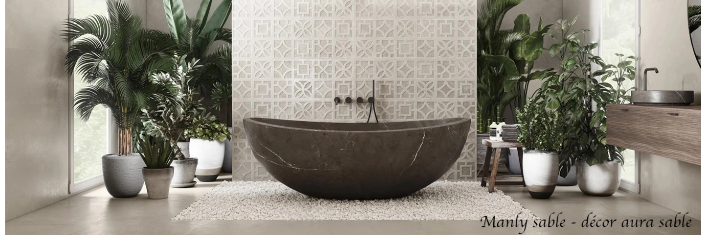 Carrelage mur Manly décor Avra sable pour le mur de la salle de bain 