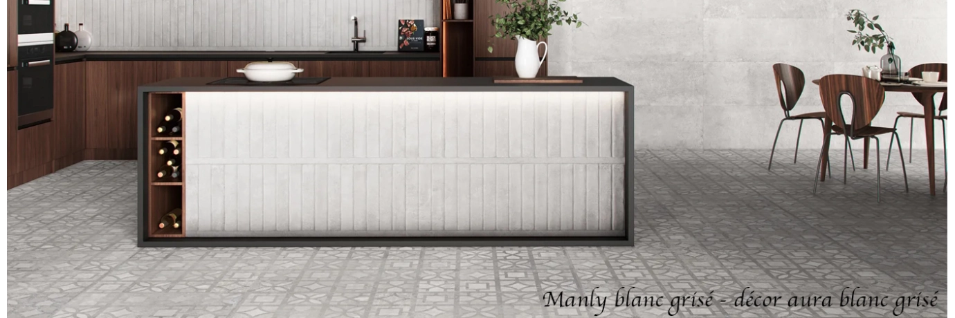 Carrelage mur Manly décor Avra blanc grisé pour la cuisine style déco naturelle