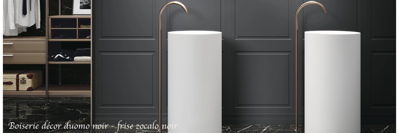 Carrelage mur Boiserie décor duomo noiret frise pour une salle de bain dressing style déco zen Carrelage mur Boiserie décor duomo noiret frise pour une salle de bain dressing style déco zen