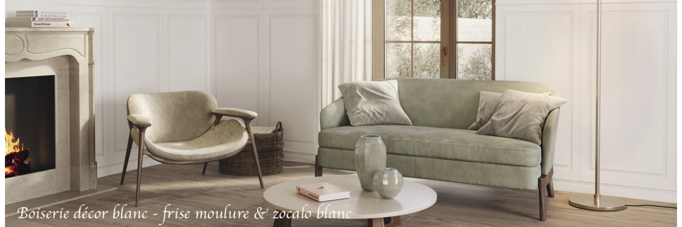 Carrelage mur Boiserie décor duomo blanc et frise pour un salon style deco ancienne Carrelage mur Boiserie décor duomo blanc et frise pour un salon style deco ancienne