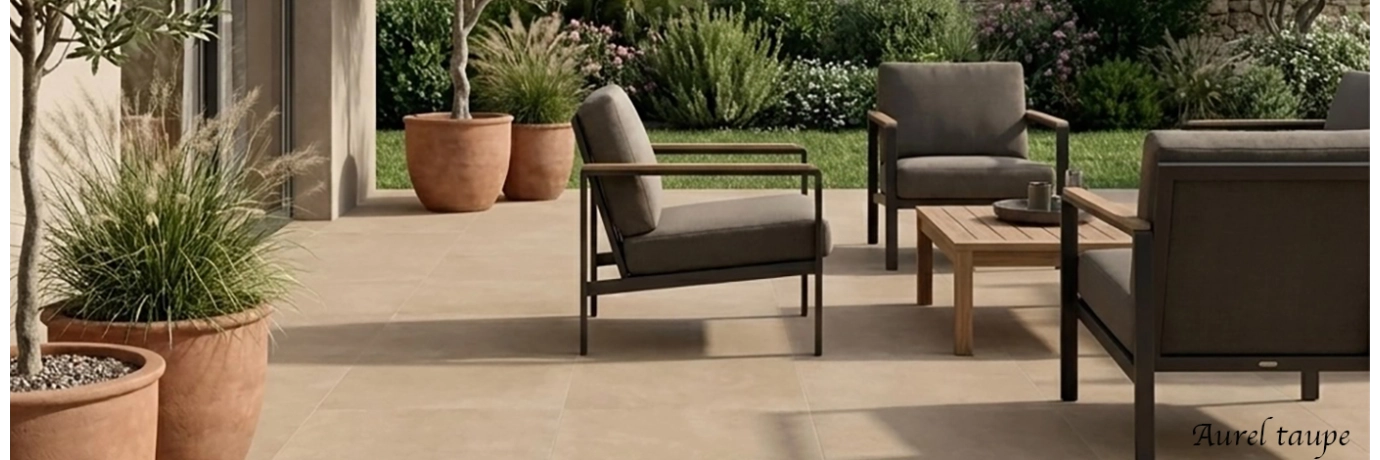 Dalle extérieur Aurel beige pour la terrasse style déco moderne